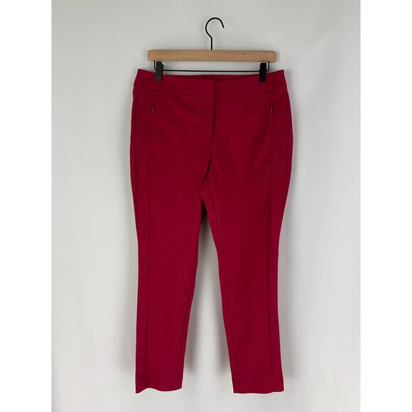 Loft High Waist Curvy Skinny Trouser Pant Womens 8 Light Burgundy Zip Pocket New - Picture 1 of 9